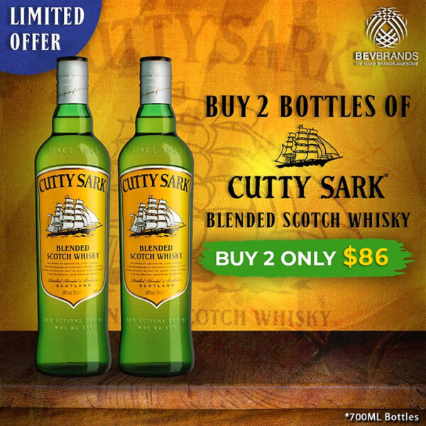 Cutty Sark Blended Scotch Whisky PROMO 2 BOTTLES 700 mL 40% ABV (Darryl Edited)