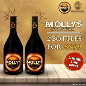 Molly's Irish Cream Liqueur Singapore Promo 750mL 17% ABV - 2 bottles